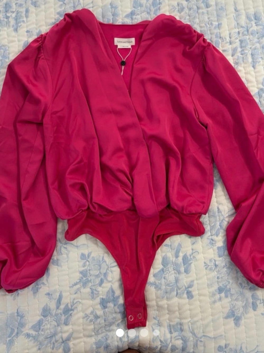 Lovers + Friends Hot Pink Long Sleeve Wrap Bodysuit